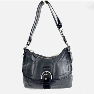 Coach Soho F19580 Black Leather Medium Flap Satchel/Crossbody EUC